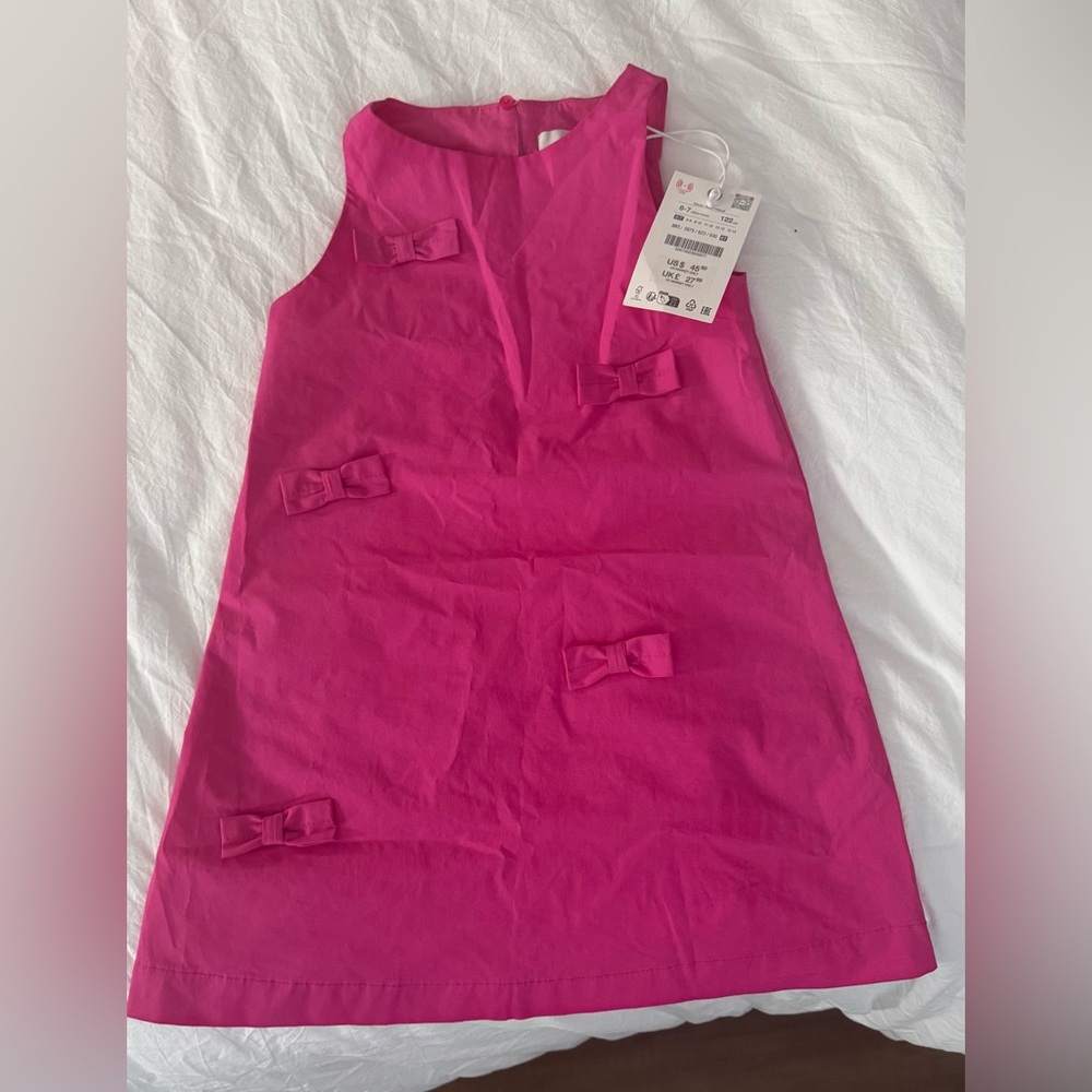 Zara Kids Pink Dress with Bow Accents